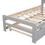 Lit plateforme double en bois d'hévéa avec lit gigogne