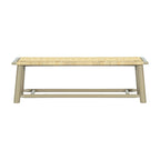 Banc en rotin et bois massif style ferme moderne - Banc intérieur et extérieur couvert de 150 cm Fini noyer Design multifonctionnel