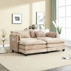 Canapé rembourré en chenille 76,77 avec 2 poufs