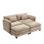 Canapé rembourré en chenille 76,77 avec 2 poufs