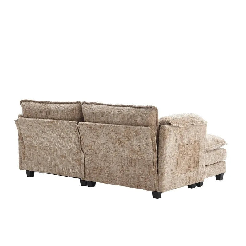Canapé rembourré en chenille 76,77 avec 2 poufs