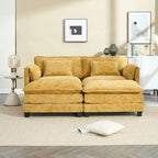 Canapé rembourré en chenille 76,77 avec 2 poufs