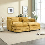 Canapé rembourré en chenille 76,77 avec 2 poufs