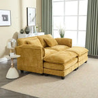 Canapé rembourré en chenille 76,77 avec 2 poufs