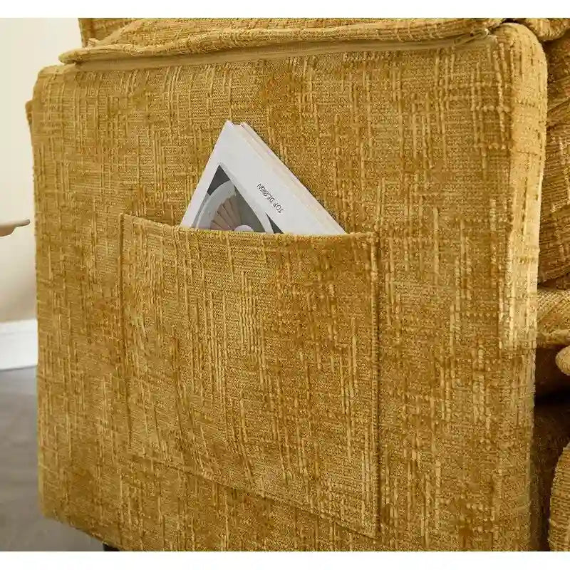 Canapé rembourré en chenille 76,77 avec 2 poufs