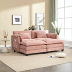 Canapé rembourré en chenille 76,77 avec 2 poufs