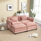 Canapé rembourré en chenille 76,77 avec 2 poufs