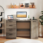Bureau à Domicile 135 cm avec Ports USB, Prises et Tiroirs de Rangement