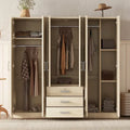 Armoire de rangement en bois à 6 portes avec 3 grands tiroirs pour chambre à coucher