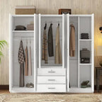 Armoire de rangement en bois à 6 portes avec 3 grands tiroirs pour chambre à coucher