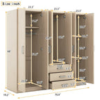 Armoire de rangement en bois à 6 portes avec 3 grands tiroirs pour chambre à coucher