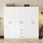 Armoire de rangement en bois à 6 portes avec 3 grands tiroirs pour chambre à coucher