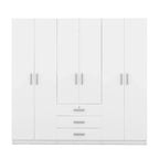 Armoire de rangement en bois à 6 portes avec 3 grands tiroirs pour chambre à coucher