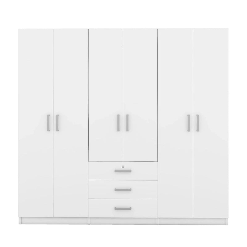 Armoire de rangement en bois à 6 portes avec 3 grands tiroirs pour chambre à coucher