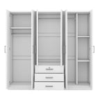 Armoire de rangement en bois à 6 portes avec 3 grands tiroirs pour chambre à coucher