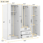 Armoire de rangement en bois à 6 portes avec 3 grands tiroirs pour chambre à coucher