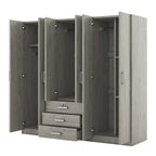 Armoire de rangement en bois à 6 portes avec 3 grands tiroirs pour chambre à coucher