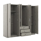 Armoire de rangement en bois à 6 portes avec 3 grands tiroirs pour chambre à coucher
