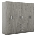 Armoire de rangement en bois à 6 portes avec 3 grands tiroirs pour chambre à coucher