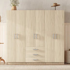 Armoire de rangement en bois à 6 portes avec 3 grands tiroirs pour chambre à coucher