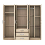 Armoire de rangement en bois à 6 portes avec 3 grands tiroirs pour chambre à coucher
