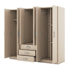 Armoire de rangement en bois à 6 portes avec 3 grands tiroirs pour chambre à coucher