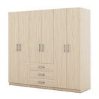 Armoire de rangement en bois à 6 portes avec 3 grands tiroirs pour chambre à coucher