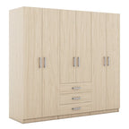 Armoire de rangement en bois à 6 portes avec 3 grands tiroirs pour chambre à coucher