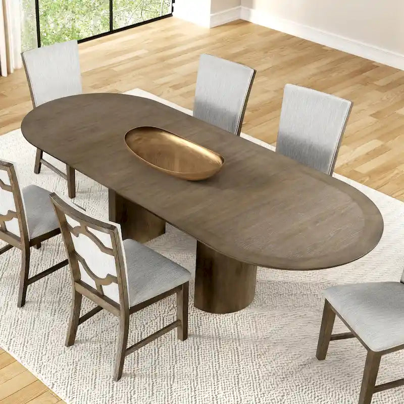 Table à manger extensible en bois de chêne moderne de 102 pouces