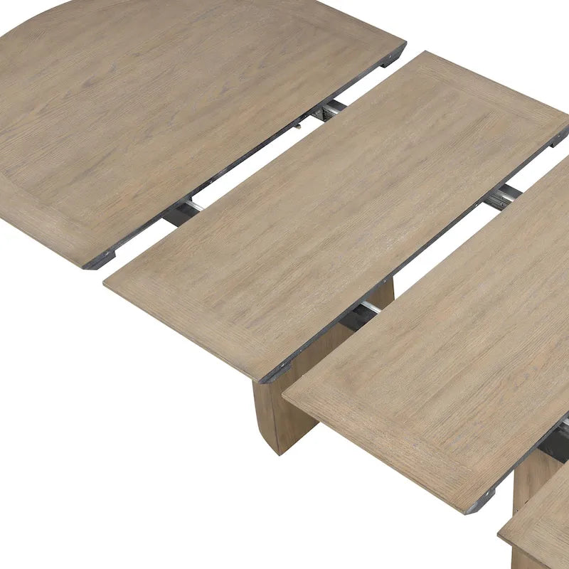 Table à manger extensible en bois de chêne moderne de 102 pouces