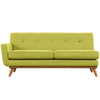 Causeuse en tissu rembourré à accoudoir gauche, style moderne du milieu du siècle, couleur azur