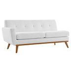 Causeuse en tissu rembourré à accoudoir gauche, style moderne du milieu du siècle, couleur azur