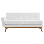 Causeuse en tissu rembourré à accoudoir gauche, style moderne du milieu du siècle, couleur azur