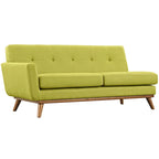 Causeuse en tissu rembourré à accoudoir gauche, style moderne du milieu du siècle, couleur azur