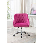 Chaise de bureau moderne en velours, réglable en hauteur, à dossier mi-haut avec pieds argentés