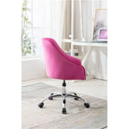 Chaise de bureau moderne en velours, réglable en hauteur, à dossier mi-haut avec pieds argentés