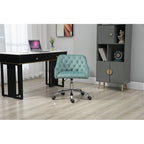 Chaise de bureau moderne en velours, réglable en hauteur, à dossier mi-haut avec pieds argentés