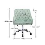 Chaise de bureau moderne en velours, réglable en hauteur, à dossier mi-haut avec pieds argentés