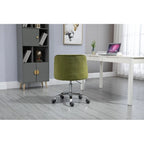 Chaise de bureau moderne en velours, réglable en hauteur, à dossier mi-haut avec pieds argentés