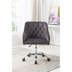 Chaise de bureau moderne en velours, réglable en hauteur, à dossier mi-haut avec pieds argentés
