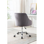 Chaise de bureau moderne en velours, réglable en hauteur, à dossier mi-haut avec pieds argentés