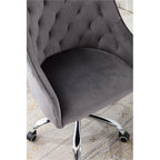 Chaise de bureau moderne en velours, réglable en hauteur, à dossier mi-haut avec pieds argentés