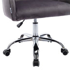 Chaise de bureau moderne en velours, réglable en hauteur, à dossier mi-haut avec pieds argentés