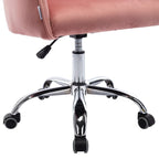 Chaise de bureau moderne en velours, réglable en hauteur, à dossier mi-haut avec pieds argentés