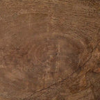 Table d'appoint/de chevet en bois massif marron moyen avec cadre en métal noir en forme de C