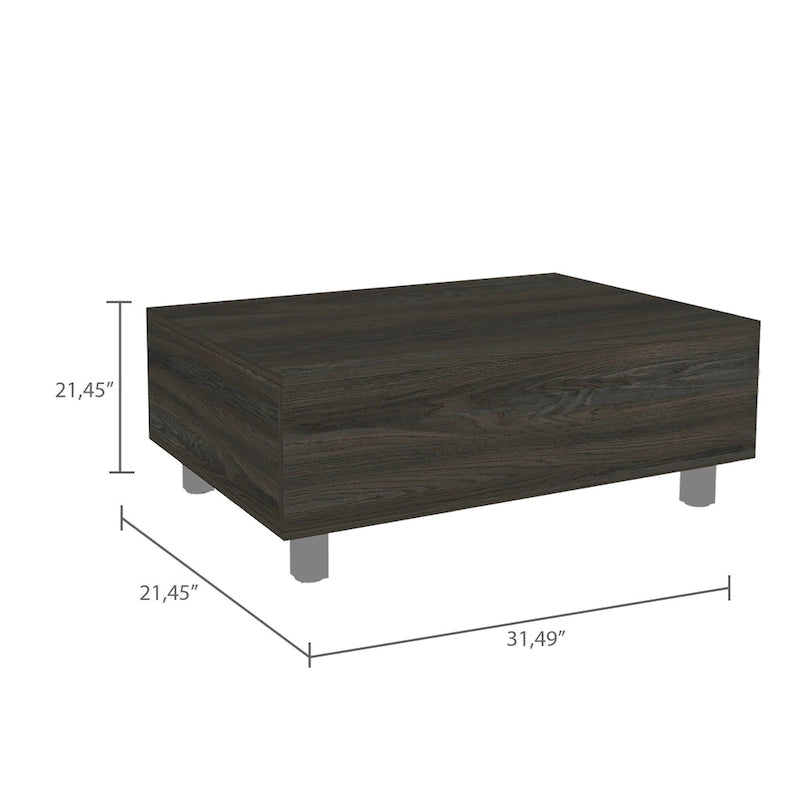 Table basse relevable avec compartiment de rangement caché