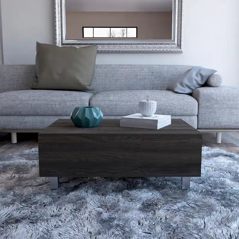Table basse relevable avec compartiment de rangement caché