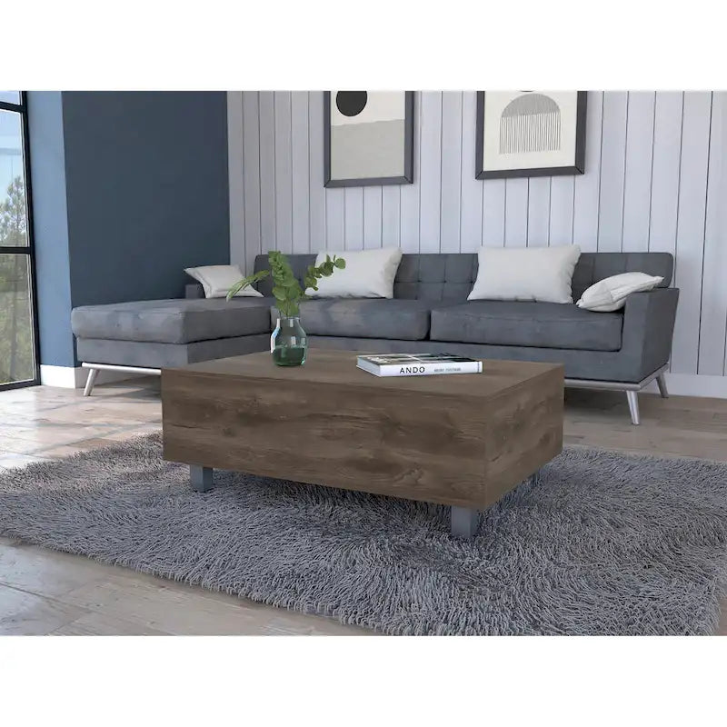 Table basse relevable avec compartiment de rangement caché