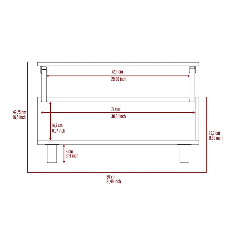 Table basse relevable avec compartiment de rangement caché