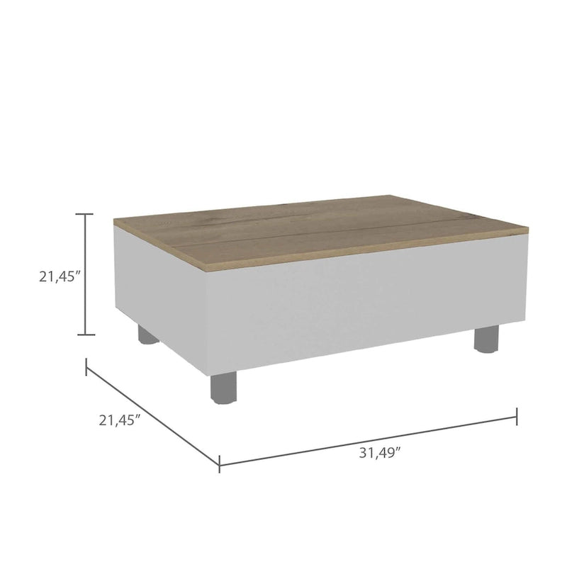 Table basse relevable avec compartiment de rangement caché